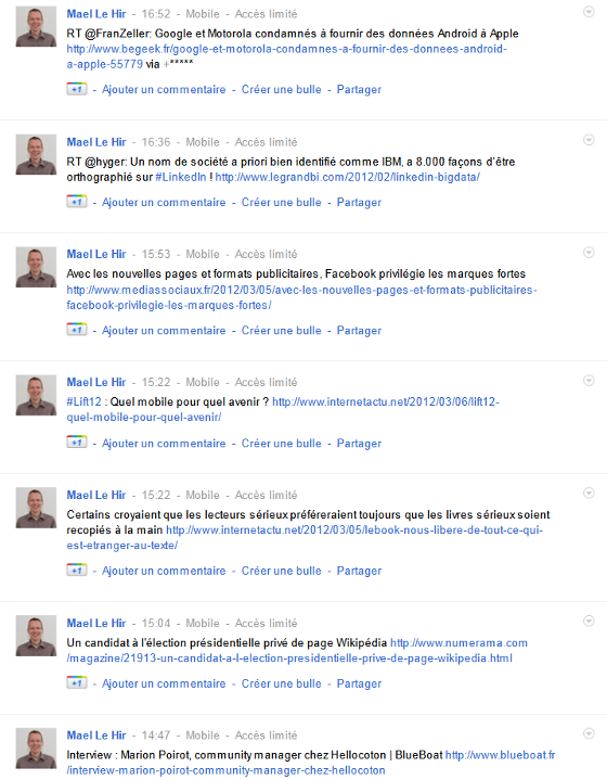 Google+ de Mael Le Hir TwooglePlus : alimenter son compte Google+ grâce à son compte Twitter