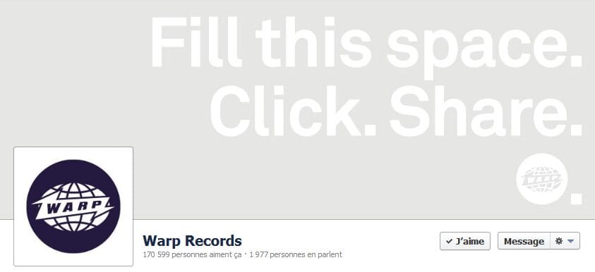 Couverture Facebook de Warp Records Facebook : aller plus loin avec les images grâce à timeline