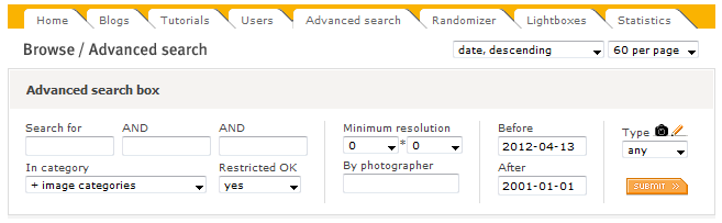 Formulaire de recherche de SXC Blog : où trouver des images libres de droits et/ou gratuites ?