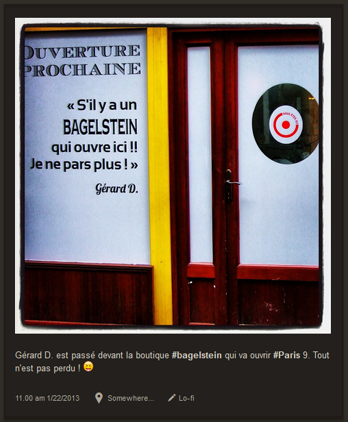 Bagelstein fait savoir quand ouvrent de nouveaux magasins Animer son compte Instagram