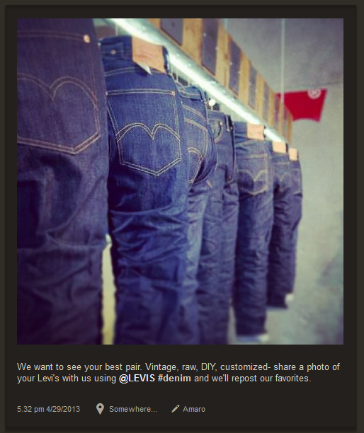 Levi's invite ses fans au partage Animer son compte Instagram