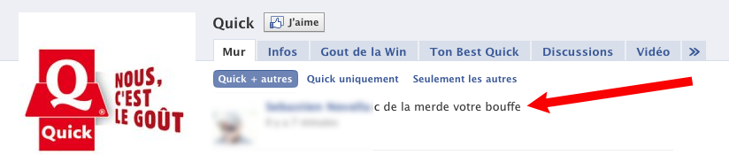 La page facebook de Quick