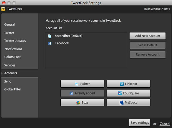 Formulaire d'ajout de compte dans Tweetdeck