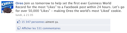 La page facebook d'Oreo