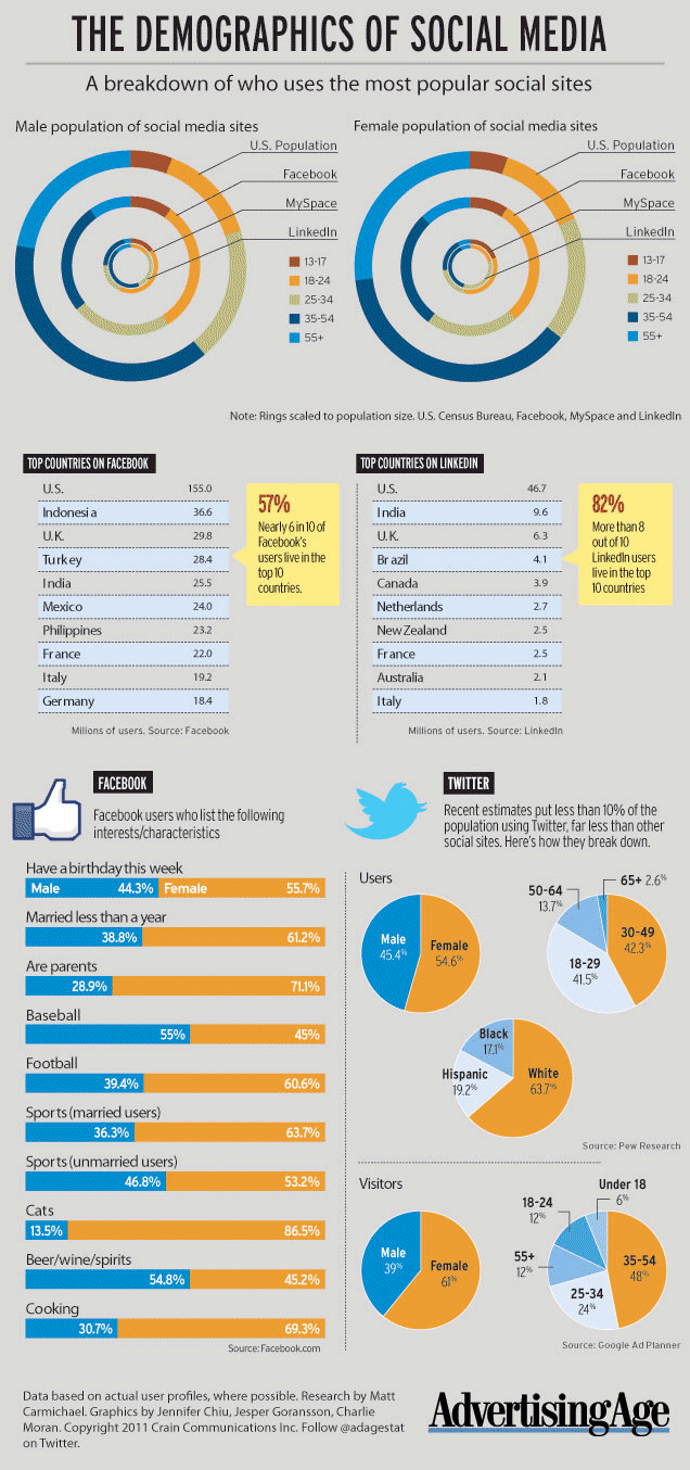Infographie sur la démographie des médias sociaux 