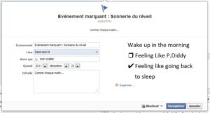 Un exemple d'"événement marquant" sur Facebook