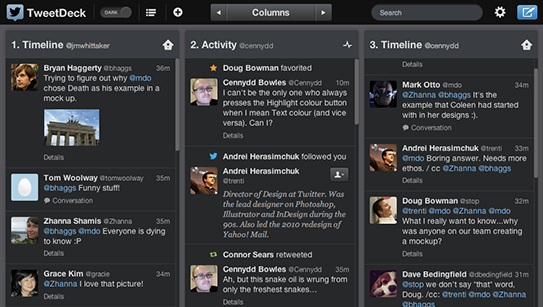 Copie d'écran de Tweetdeck