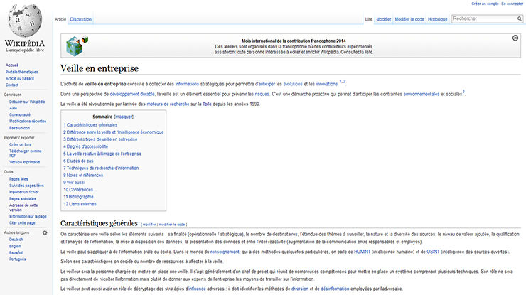 wikipedia veille