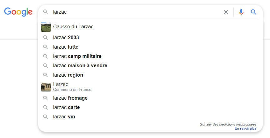 Exemple SEO : les questions suggérées par Google