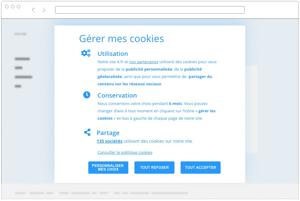 Bandeau Cookies recommandé par la CNIL