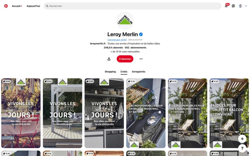 Le profil Pinterest de Leroy Merlin